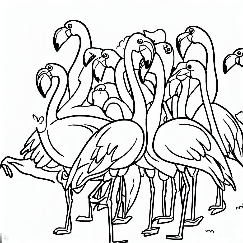 Flamingo Sürüsü Boyama Sayfası