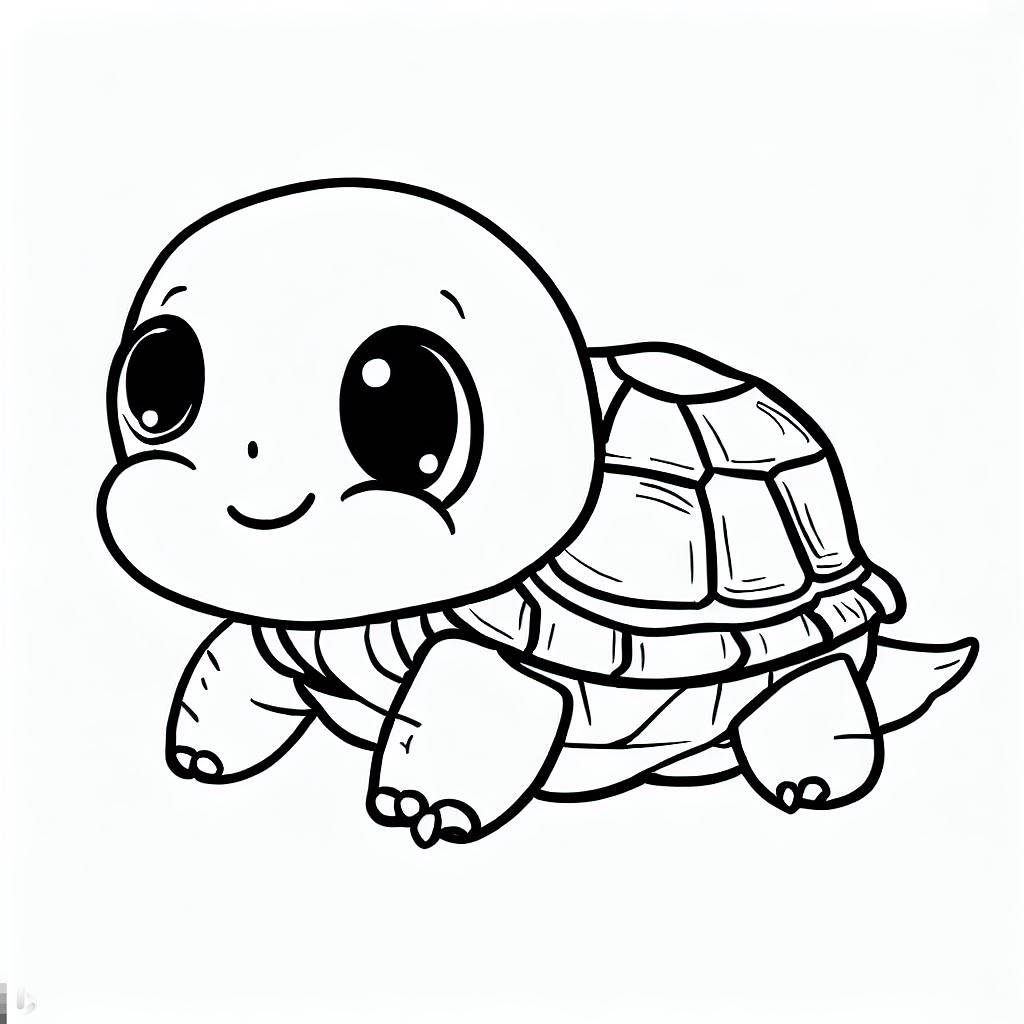Sevimli Kaplumbağa Resmi Boyama Sayfası