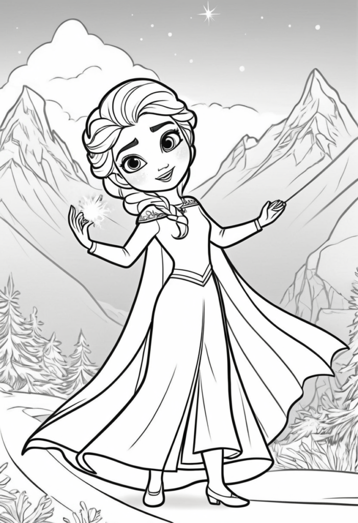 Karlar Ülkesi Elsa Sihirli Boyama Sayfası