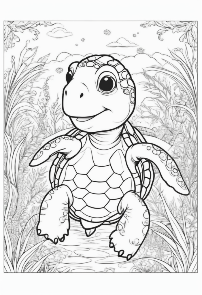 Renkli Kaplumbağa Boyama Sayfaları