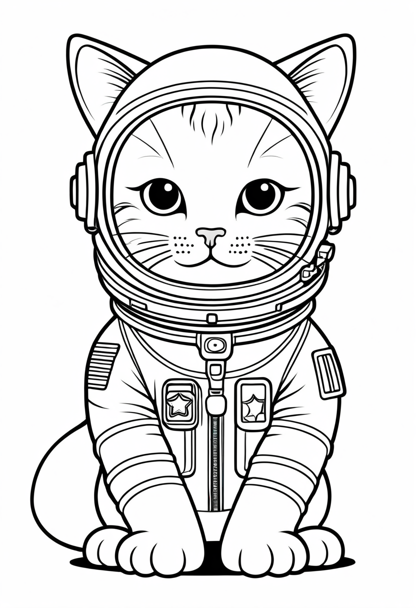 Astronot Kedi Sevimli Boyamalar astronot-kedi-boyaması