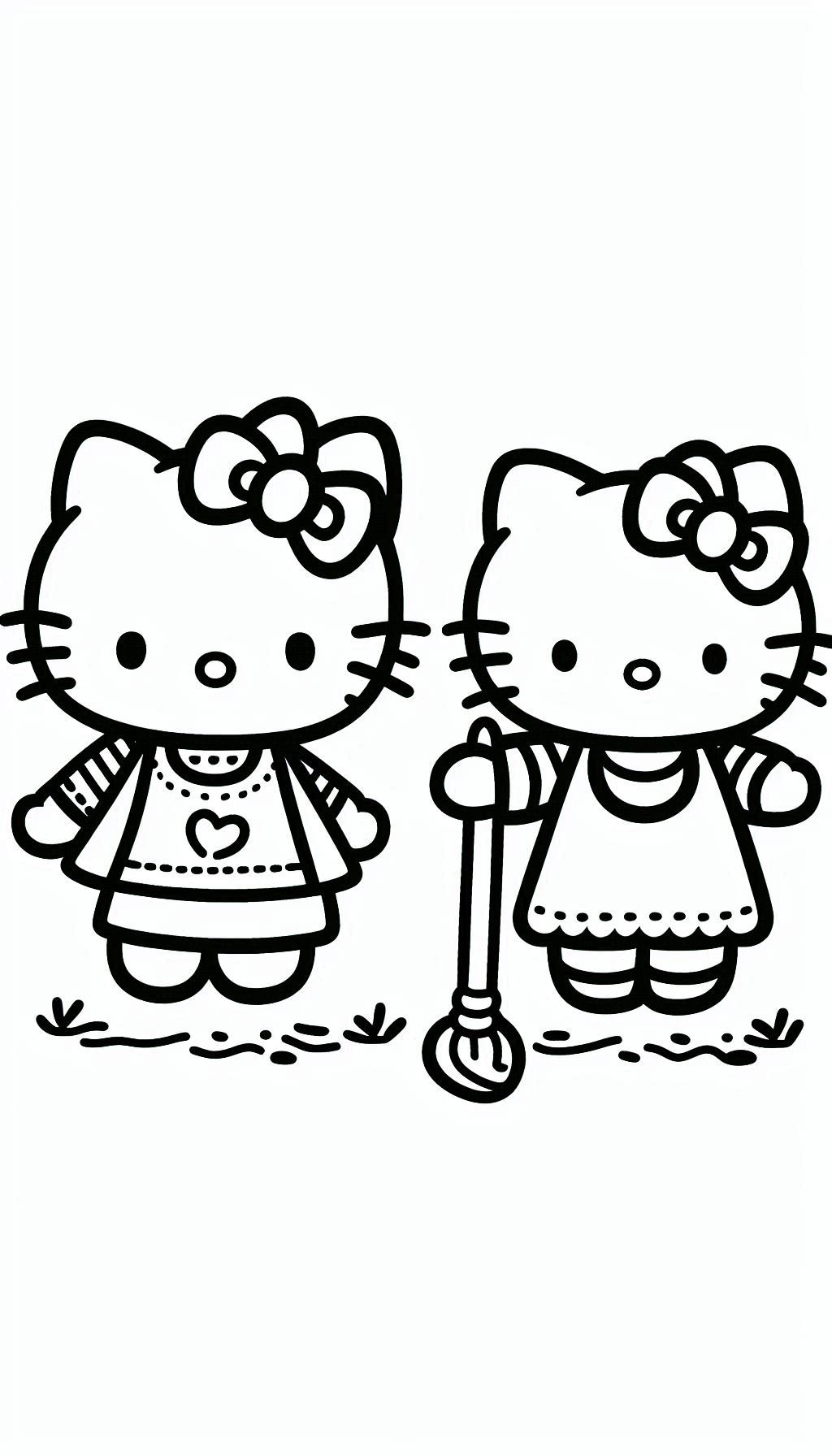 White, hello kitty coloring page activity that can be used in preschool coloring days. The edges o