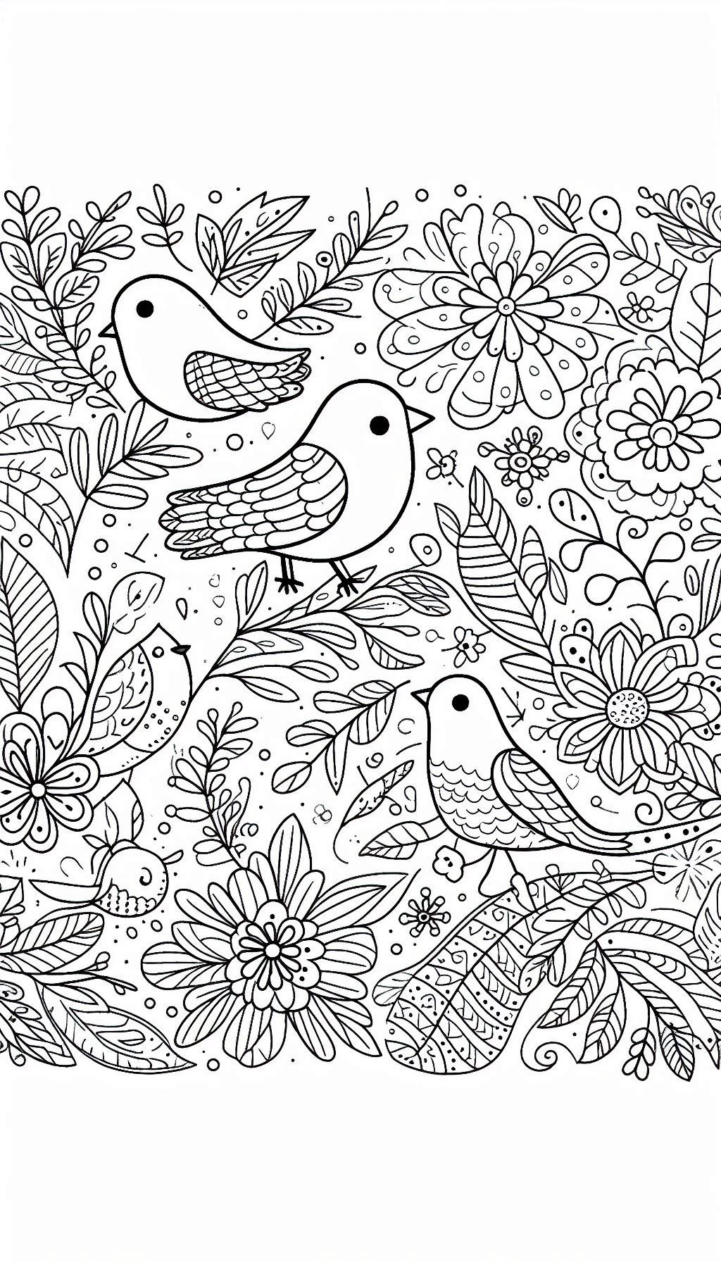 White, birds coloring page activity that can be used in preschool coloring days. The edges of the