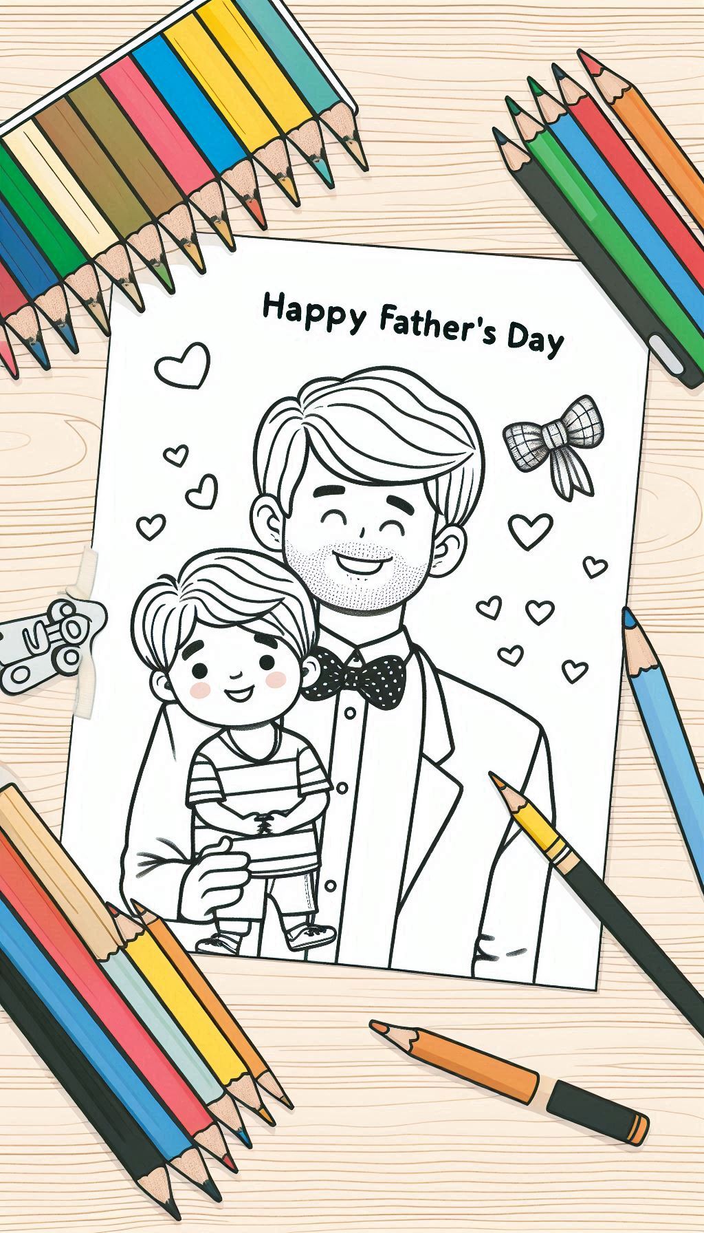 White, happy father's day coloring page activity that can be used in preschool coloring days. The  (1)
