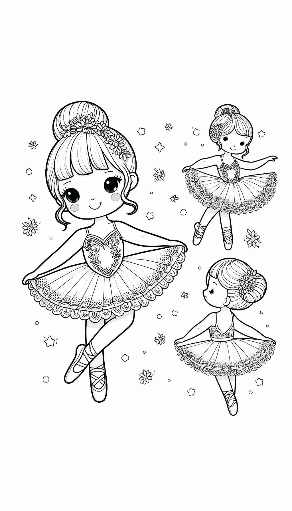 white cute “ballerina” coloring page activity that can be used in preschool coloring days. Let the b