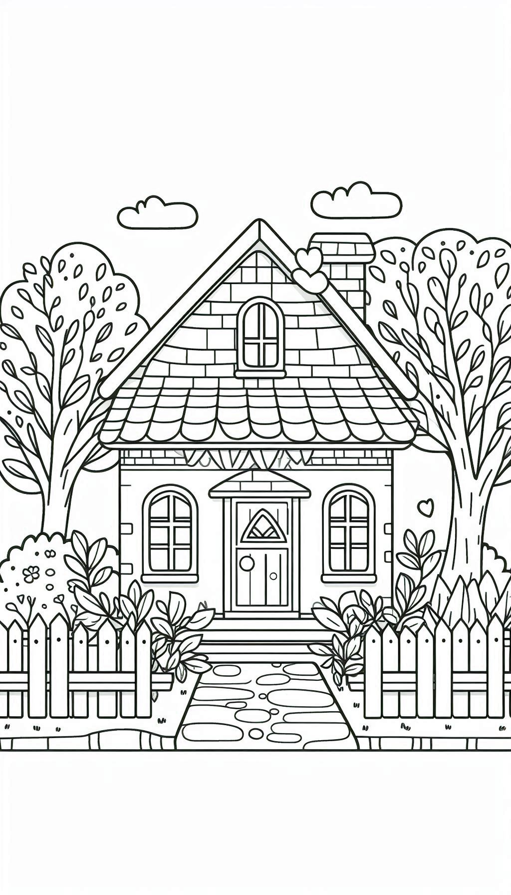 white cute “househome” coloring page activity that can be used in preschool coloring days. Let the