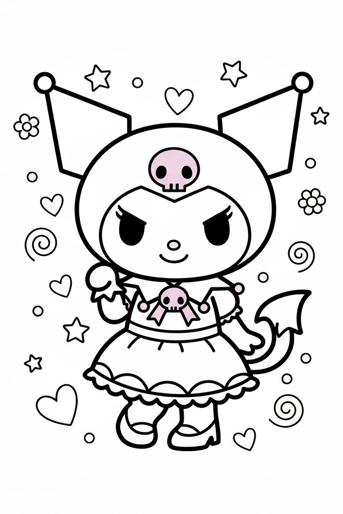 Kuromi Resmi Boyama Sevimli