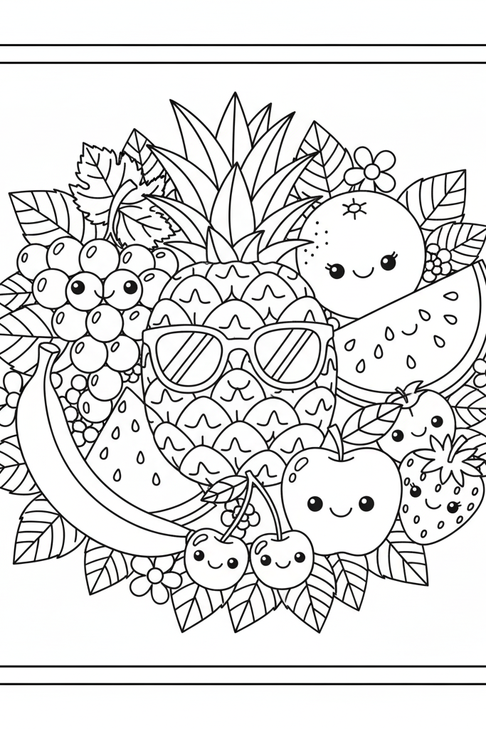 Karışık Meyveler Boyama Sayfası