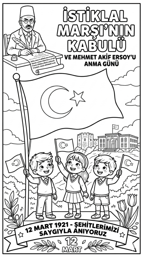 İstiklal Marşı’nın Kabulü Boyama Sayfası