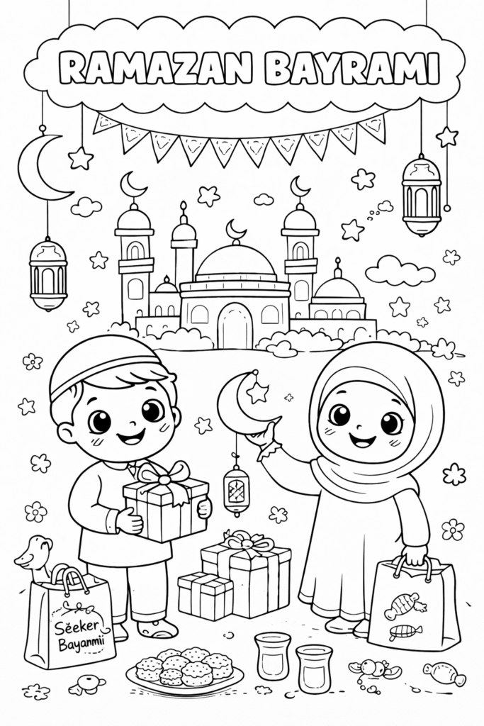 Yazdırılabilir Bayram Boyama Sayfaları