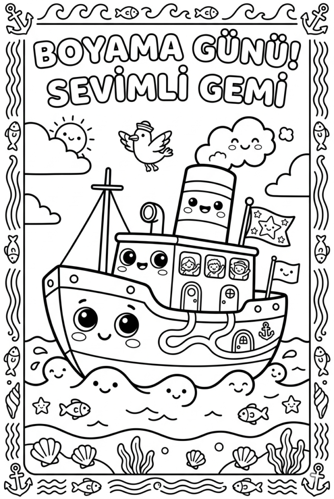 Yazdırılabilir Gemi Boyama Sayfası