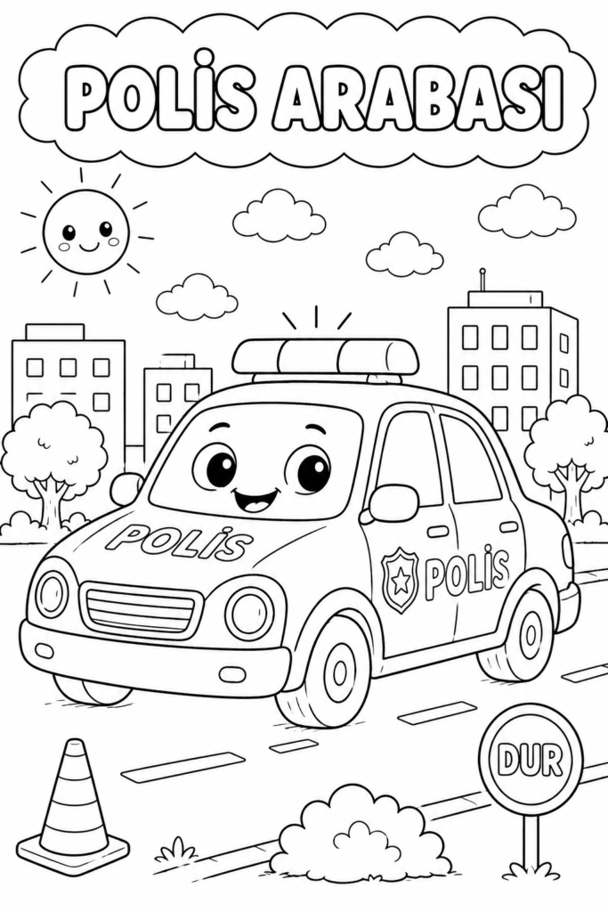Yazdırılabilir Polis Arabası Boyama Sayfaları