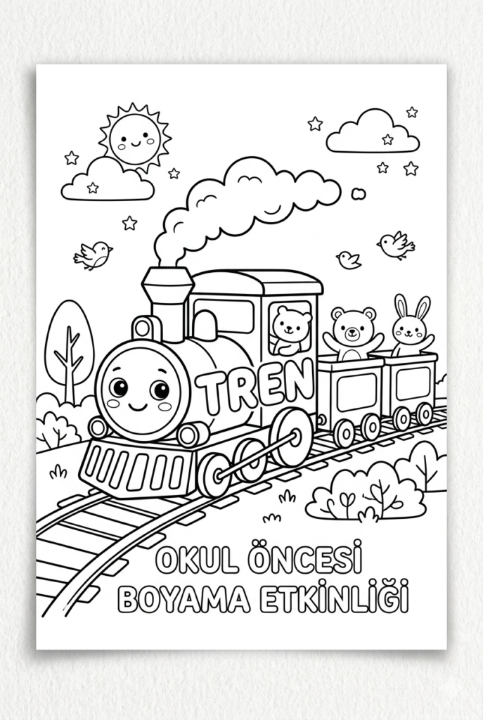 Yazdırılabilir Tren Boyama Sayfası